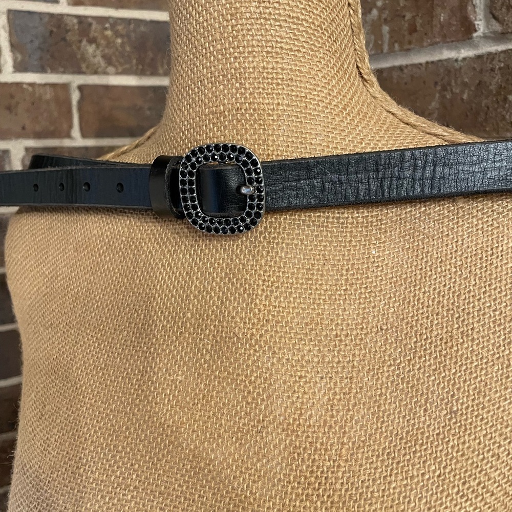 Fossil Genuine Leather Belt with Rhinestone Buckle.